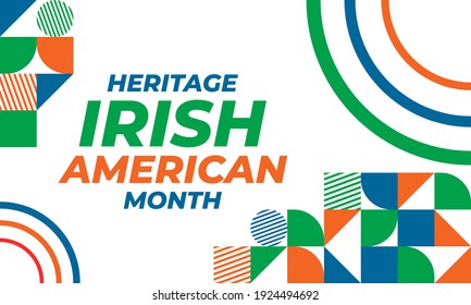 Irish-American Heritage Month. Celebrated all March in the United States. Background, poster, greeting card, banner design. Vector EPS 10