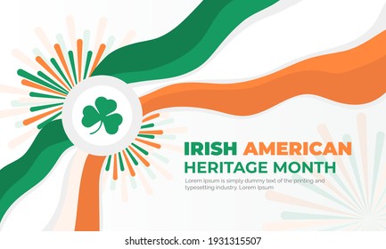 Irish-American Heritage Month in march celebration in usa, post banner design, Vector	