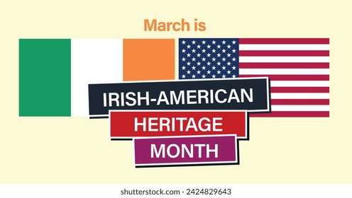 In: Irish-American Heritage Month Vector. Irische und amerikanische Flagge Vektor. März ist Irish American Heritage Month Poste