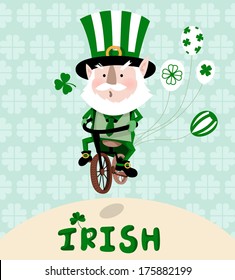 Irishman/A sweet Irish man riding a bicycle to celebrate St.Patrick's Day. 