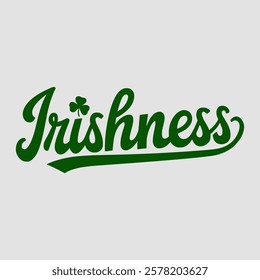 Irishness text of saint patrick day vector typography transparent background