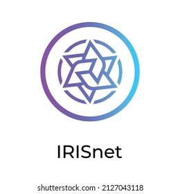 Icono de moneda de moneda de criptodivisa IRISnet. Símbolo de la moneda IRIS. Icono de vector criptodivisa. Ilustración de vector plano - Vector