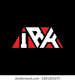 IRK triangle letter logo design with triangle shape. IRK triangle logo design monogram. IRK triangle vector logo template with red color. IRK triangular logo Simple, Elegant, and Luxurious design.