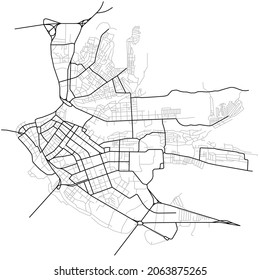 Irkutsk city map. Line scheme of roads. Town streets on the plan. Urban environment, architectural background. Vector