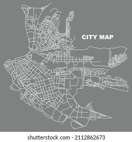 Irkutsk Stadtplan. Streckenplan Die Stadtstraßen auf dem Plan. Städtische Umgebung, architektonischer Hintergrund. Vektorgrafik