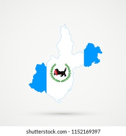 Irkutsk Oblast map in Irkutsk Oblast flag colors, editable vector.