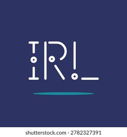 IRL letter initials white colored with blue blackground and modern font