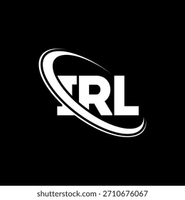 Logotipo de IRL. Carta IRL. Diseño de logotipo de letra IRL. Logotipo IRL de las iniciales enlazadas con el círculo y el logotipo del monograma en mayúsculas. Tipografía IRL para tecnología, negocio y marca inmobiliaria.