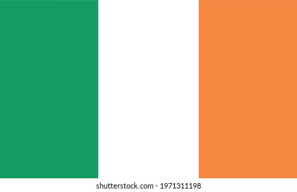 irland flag, official colors and proportion correctly. National irland flag. Vector illustration. EPS10.