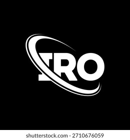 Logotipo de IRO. Carta IRO. Diseño del logotipo de la letra IRO. Logotipo de IRO inicial vinculado con el círculo y el logotipo del monograma en mayúsculas. Tipografía IRO para tecnología, negocio y marca inmobiliaria.
