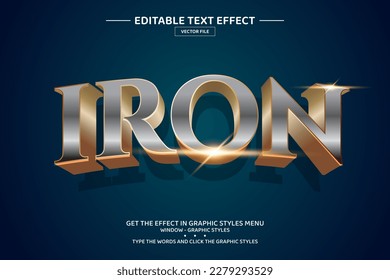 Iron 3D editable text effect template