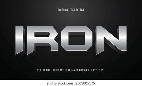 Iron 3d editable text effect, metal text style effect