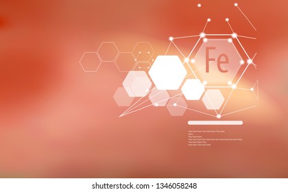 Iron. Abstract background with Iron sign and template for text. Vitamins and minerals.