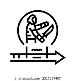 iron age human evolution line icon vector. iron age human evolution sign. isolated contour symbol black illustration