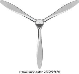 iron airplane propeller with 3 blades. Vector isolated on white background