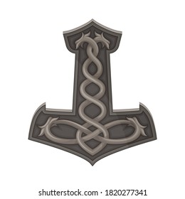 Iron Anchor with Scandinavian Ornament as Norway Attribute Vector Illustration