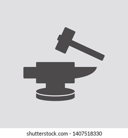  Iron anvil icon in flat style.Vector illustration.