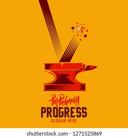 Iron anvil progress propaganda logo template