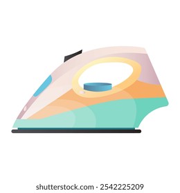 Iron appliance in flat design. Household electronic device for fabric care. Vector illustration isolated.