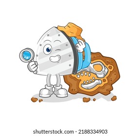the iron archaeologists with fossils mascot. cartoon vector