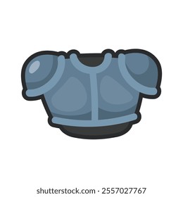 iron armor with outline in flat vector design.