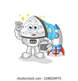 the iron astronaut waving character. cartoon mascot vector