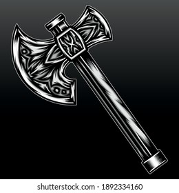 Iron axe illustration. Premium vector