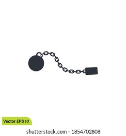 Iron Ball And Chain Icon Criminal Symbol Illustration Simple Design Element Vector Logo Template