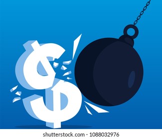 Iron ball smashed dollar