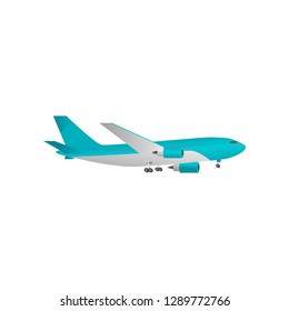 Iron bird plane in the sky. Jet plane with turbines.