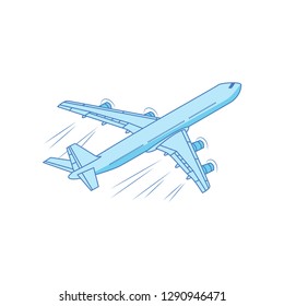 Iron bird plane in the sky. Jet plane with turbines.