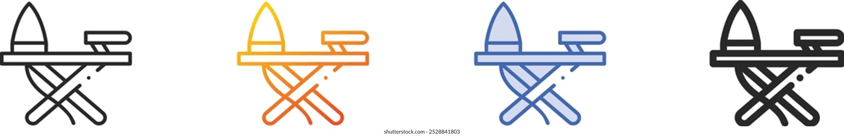 icono de tablero de hierro. Diseño lineal delgado, degradado, trazo azul y estilo audaz aislado sobre fondo blanco