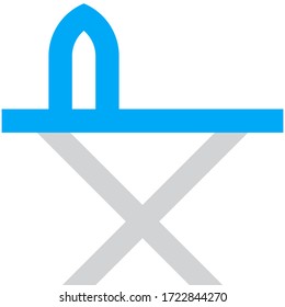 Iron board and iron. Vector icon. Gray, and blue colors.