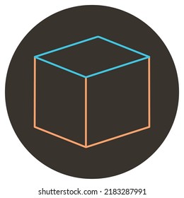 Iron box two color icon outline on dark brown round background.