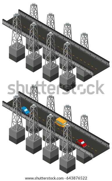 Iron bridge with cars
illustration