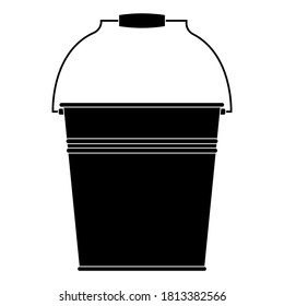 Iron bucket black silhouette icon isolated on white background. Vector illustration for any design.