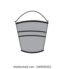 The iron bucket. Flat vector illustration. Stock vector illustration. Isolated on a white background. There is a place for text. Copy space.ard.