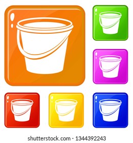 Iron bucket icons set collection vector 6 color isolated on white background