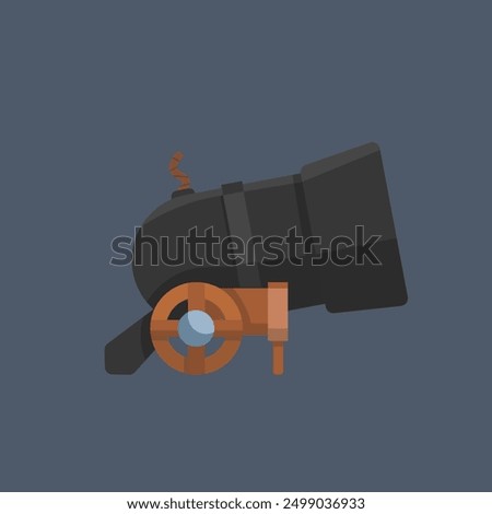iron cannon in flat vector design.