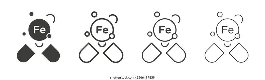 Iron capsule icon flat and linear vector illustration on white background.