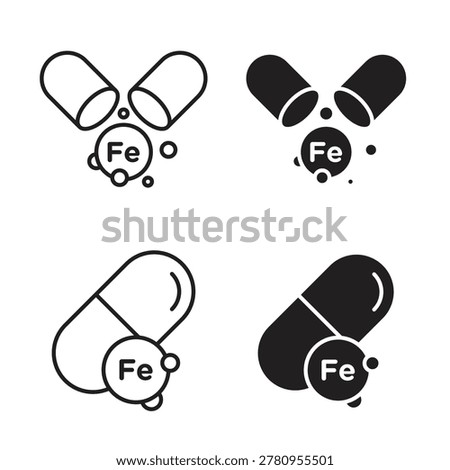 Iron capsule icon in line and glyph style. Flat and stroke icons