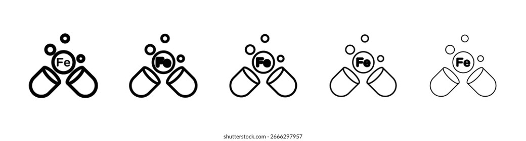 Logotipo de icono de cápsula de hierro en líneas de trazo colección