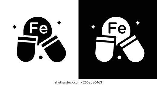 Eisen Kapsel Symbol in schwarzem Glyphe Stil gesetzt. Silhouette Sammlung Vektorgrafik.