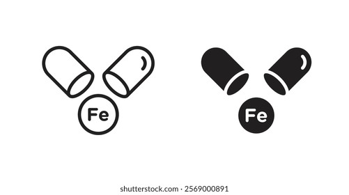 Iron capsule icon set vector graphics designs