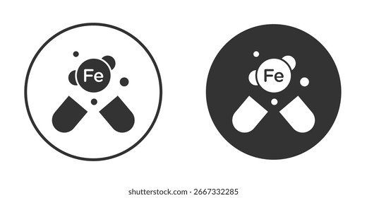 Iron capsule icon in trendy flat design versions in black and white.