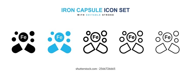 Iron capsule icons vector collection pack.