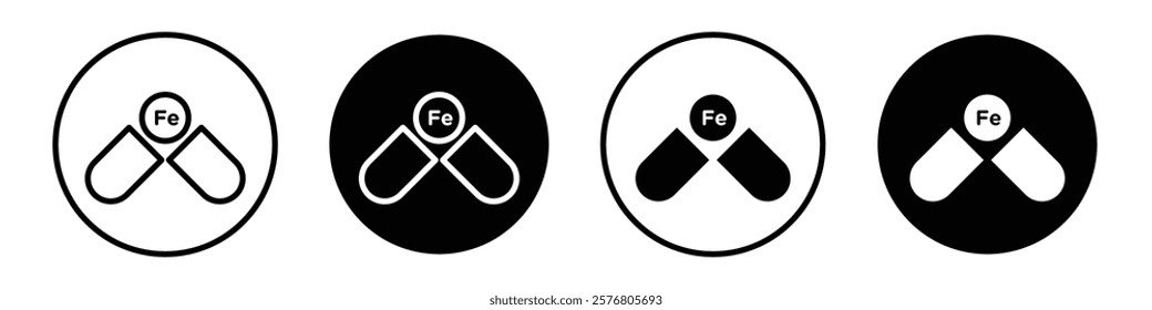 Iron capsule icons vector pack for web designs