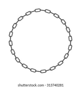 Iron chain. Circle frame of  rings of chainlet. Vector illustration. 