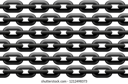 Iron chain pattern. Black metal chains, seamless extendable background. Vector illustration.