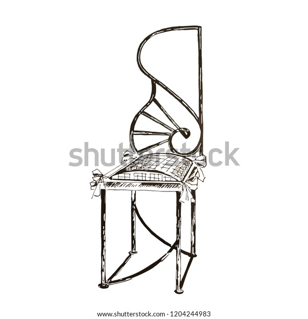 Iron Chair Metal Decorative Pillow Art Stock Image